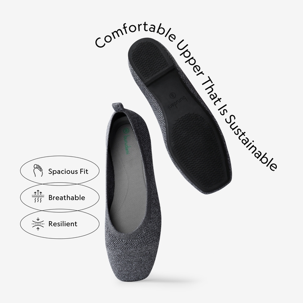  Square Toe Knit Sustainable Flats - FLOWER GREY - 1
